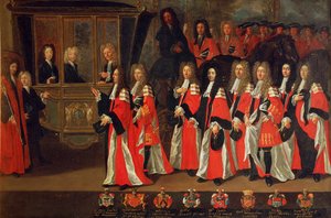 Los Capitouls de Toulouse dando la bienvenida a los Duques de Borgoña y Berry en 1701 de Jean Michel